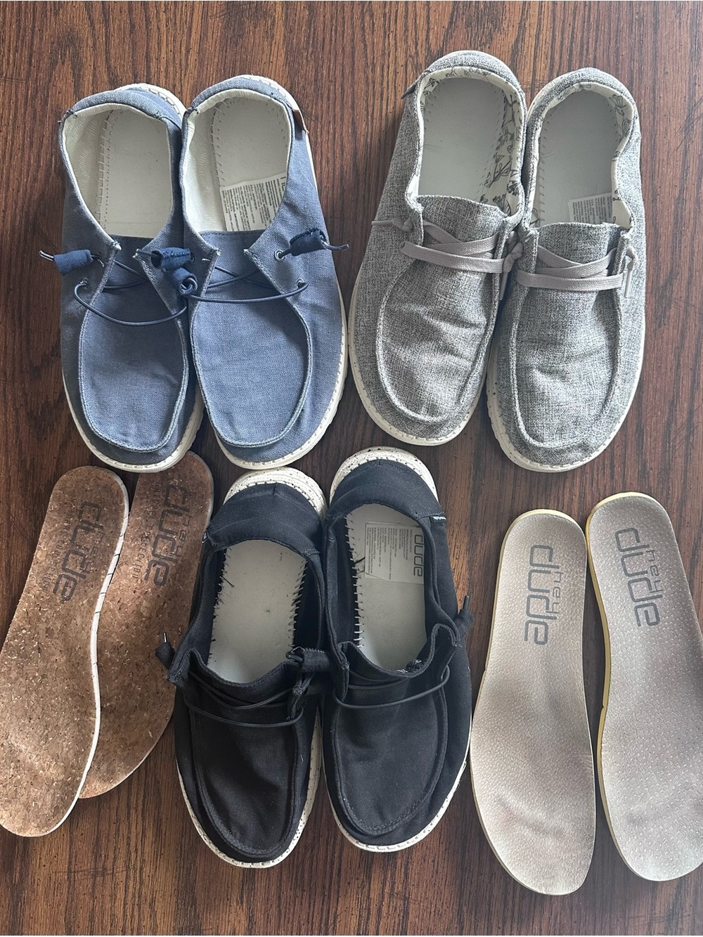 Women’s Hey Dude Moccasins Trio - Blue, Gray, Black Size 9